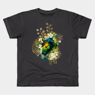 Wonderful colorful horse with flowers Kids T-Shirt